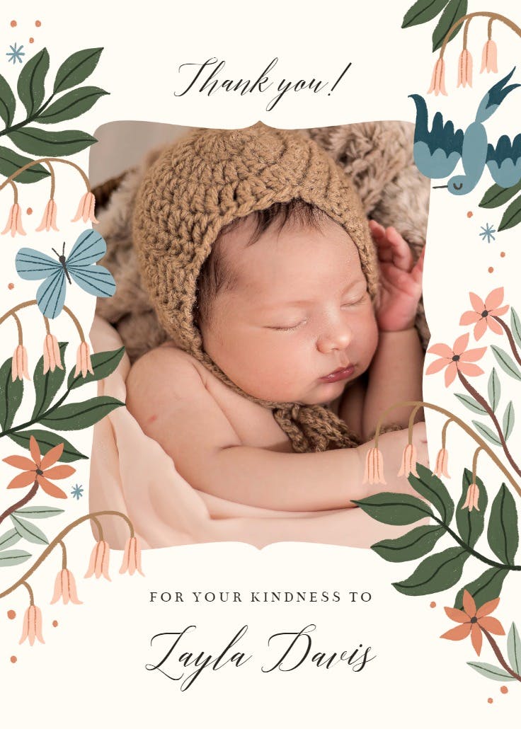 Terracotta blossom - baby shower thank you card